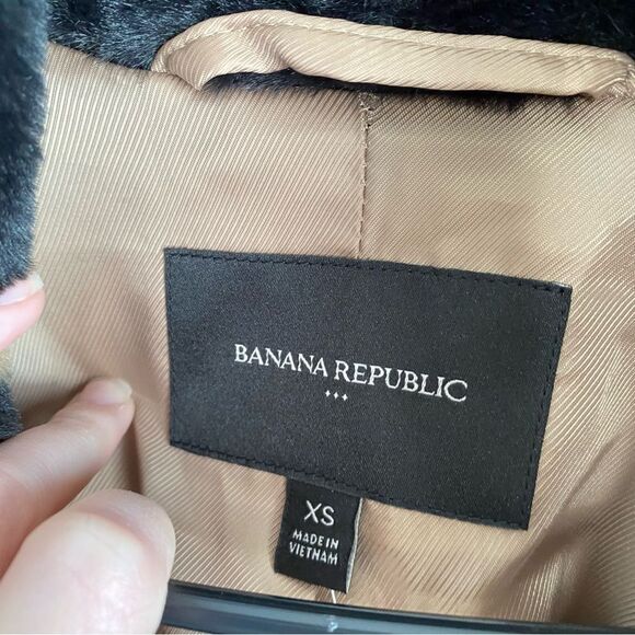 Banana Republic Faux Fur Chevron Long Coat XS NWT - Picture 3 of 10